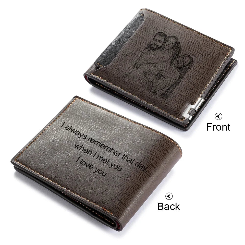 Personalized Photo Wallet for Men Customized Picture Name Wallets for Men Gift for Men Father's Day Valentines Gift for Husband Good Vibrations