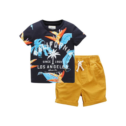 Jumping Meters 2-7T Summer Clothing Sets Truck Embroidery  Boys Girls Cotton Fashion Children's Clothing Sets Hot Selling Suits Good Vibrations