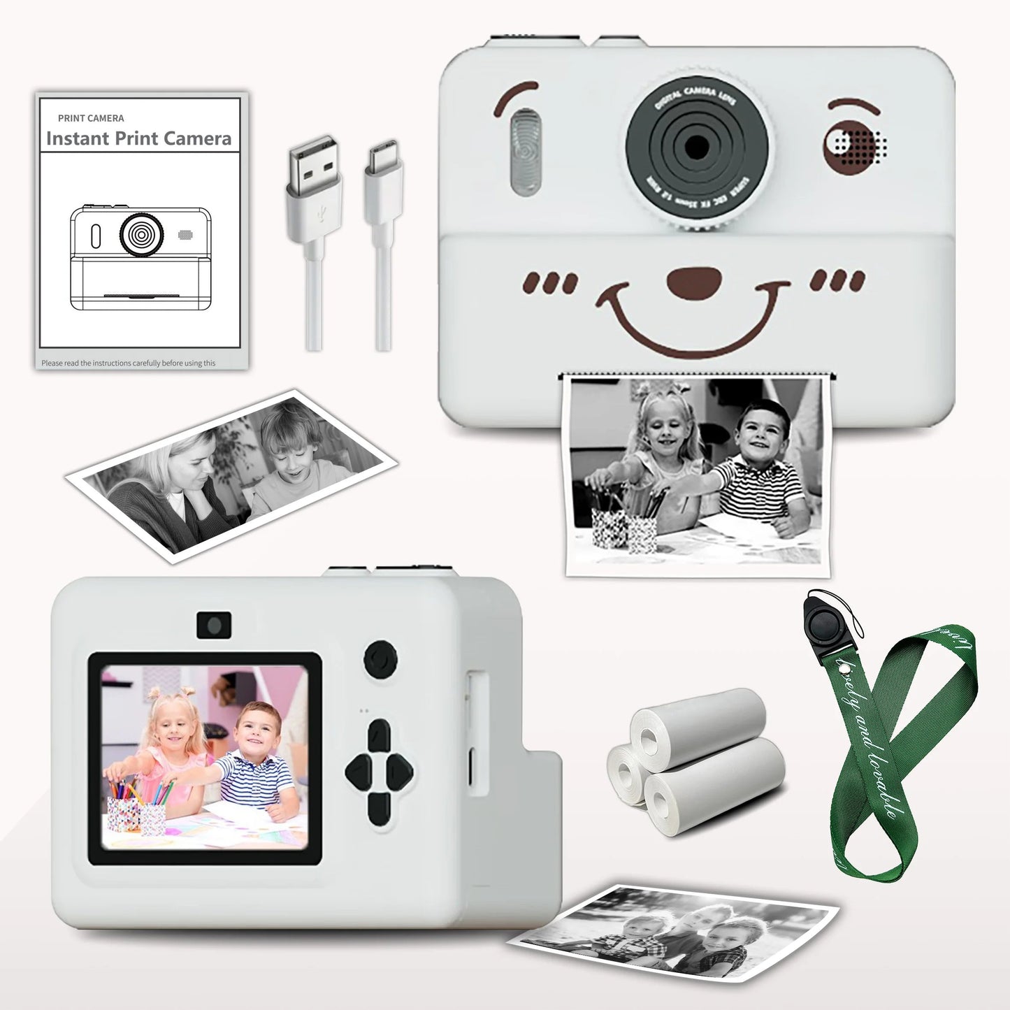 kids instant camera with 3 rolls thermal paper photo&video&games 1080p HD screen 1500mAh lithium battery  gift for boys&girls Good Vibrations Adult Super Store