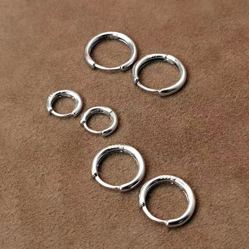 Exquisite 925 Sterling Silver Small Earrings, Plain Silver, Comfortable Earrings, Smooth Earrings, Suitable for Girls, Women Good Vibrations