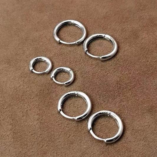 Exquisite 925 Sterling Silver Small Earrings, Plain Silver, Comfortable Earrings, Smooth Earrings, Suitable for Girls, Women Good Vibrations