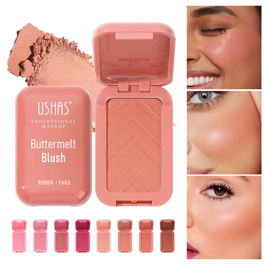 USAHS 7 Color Butter Blush Matte Long-Lasting Waterproof Blusher Natural Facial Contouring Cosmetics Good Vibrations