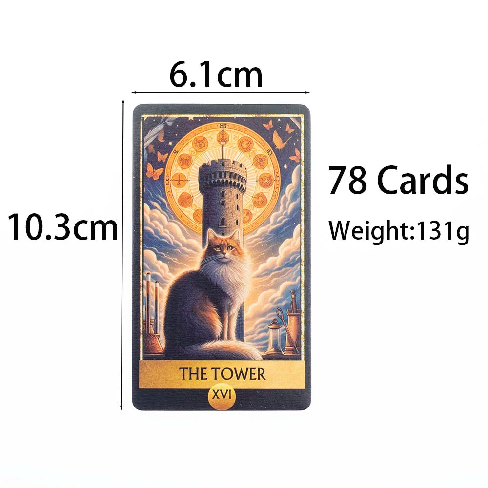 Cat Tarot A 78 Card Deck High Quality English Version Board Game for Easy and Fun Fortune Telling Perfect for Family Gatherings Good Vibrations