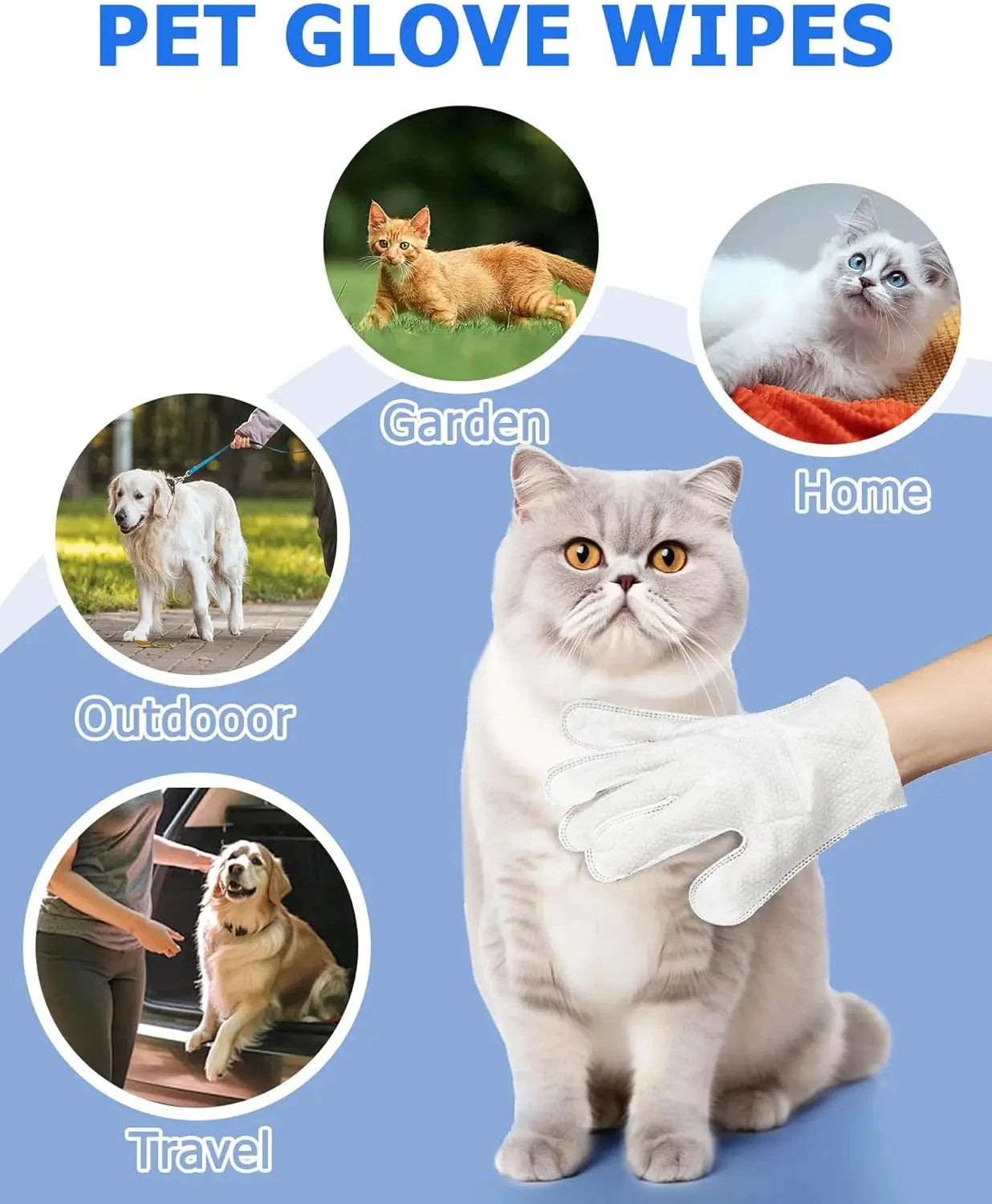 Cleaning Wipes Gloves for Dog and Cat,Pet Bathing Wipes Cleaning & Deodorizing,Dog Wipes for Body Paws Butt Daily Care,Cat Groom Good Vibrations