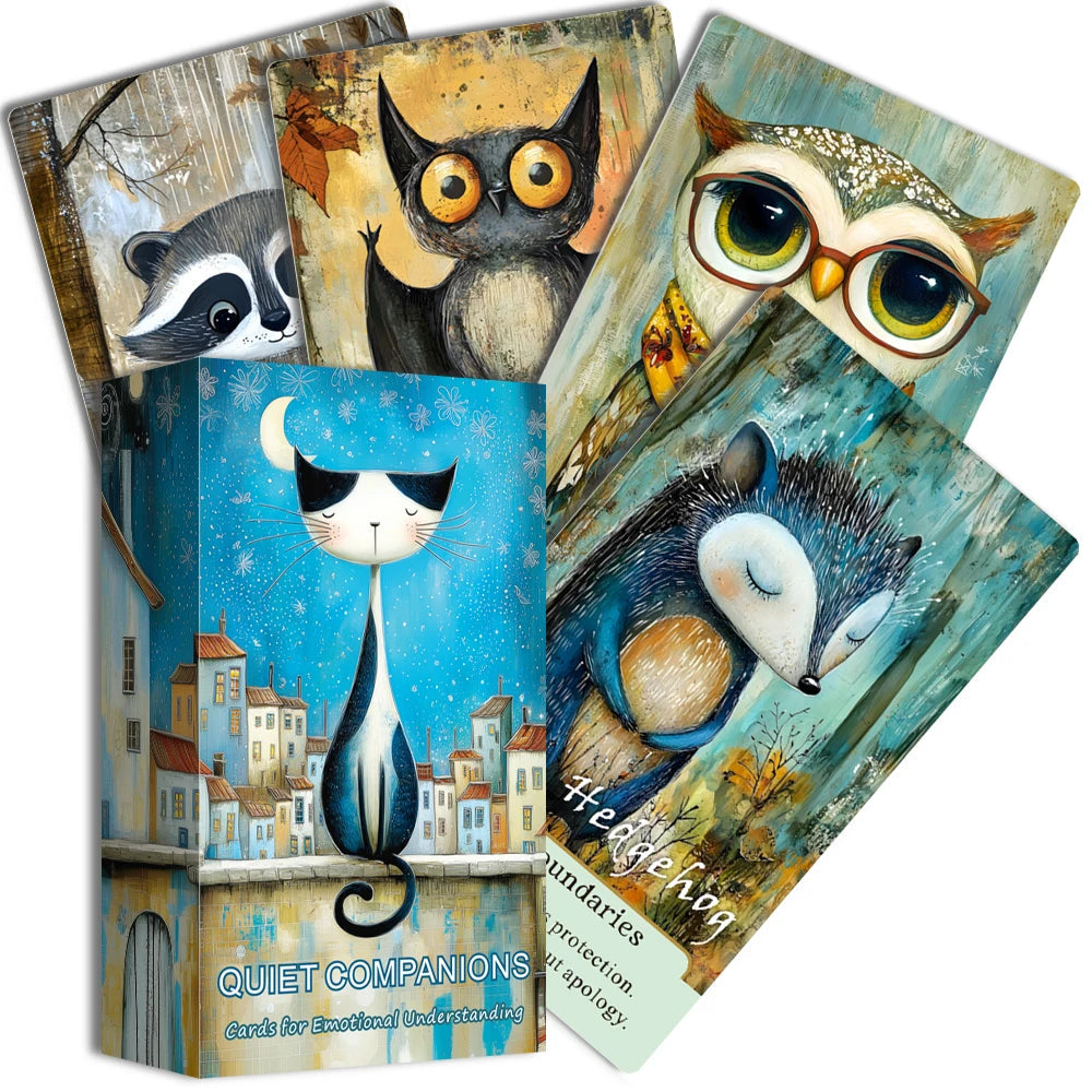 Animal Themed Oracle Card Deck, Quiet Companions Oracle Deck, 54 Cards, Personal Reading, Card Games, 12*7cm, 14+ Good Vibrations