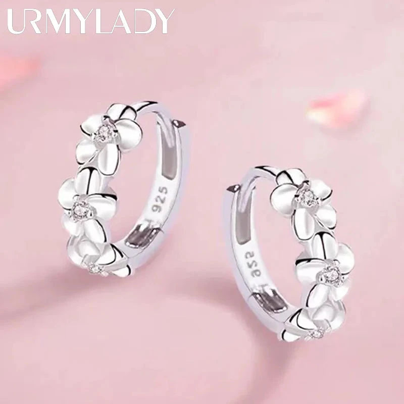 Top Sale 925 Sterling Silver Needle Earrings for Women's Wedding Fashion High Quality Jewelry Crystal Zircon Flower Cute Stud Good Vibrations