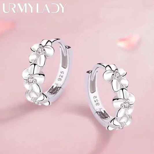Top Sale 925 Sterling Silver Needle Earrings for Women's Wedding Fashion High Quality Jewelry Crystal Zircon Flower Cute Stud Good Vibrations