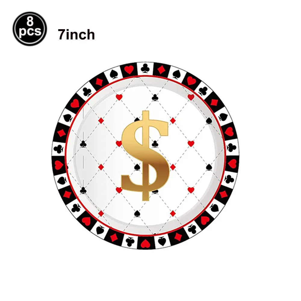 Casino Birthday Party Supplies for Adults Casino Party Decors Poker Paper Plates Cups Napkins Casino Night Vegas Supplies Favors Good Vibrations