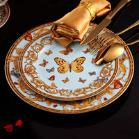 Ceramic Dinner Plate Tableware Bone China Plate Dinner Set Porcelain Dessert Tray Steak Snack Cake Butterfly Pattern Plate Good Vibrations