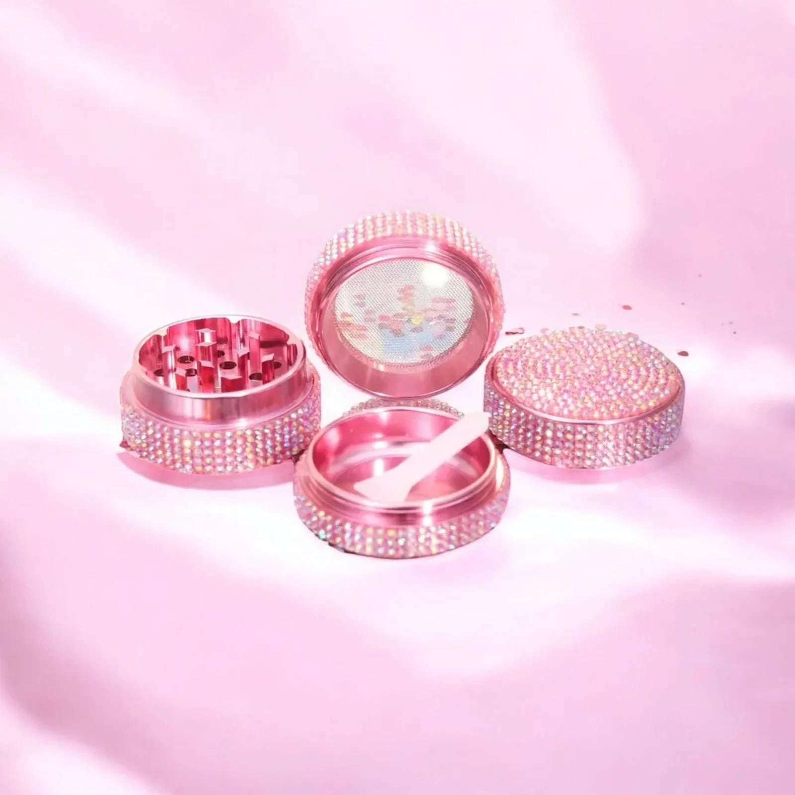 Pink Rhinestone Herb Grinder – 4-Layer Bling Crystal Grinder-40mm Good Vibrations Adult Super Store