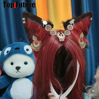 Harajuku Halloween Gothic Punk LolitaWomen Cosplay Animal Wolf Ears Headdress Plush Hairband Furry Lolita Headband Anime GOOD Vibrations