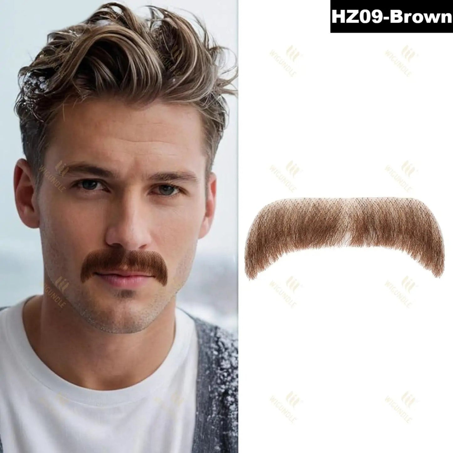 Wigundle Man's Beard Hand Made Real Hair Fake Beard Mustache Fancy Synthetic Invisible for Makeup Fake Hair Cospaly Party Tools Good Vibrations