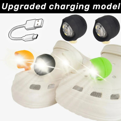 2PCS Outdoor Camping Crocs Headlight Upgrade Rechargeable Adult Children's Shoes Charm Decoration Good Vibrations