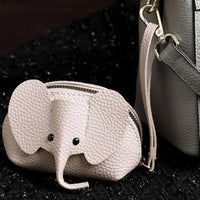 PU Leather Elephant Money Bag Women Coin Purse With Key Ring Multifunctional Zipper Storage Bags Key Case Good Vibrations