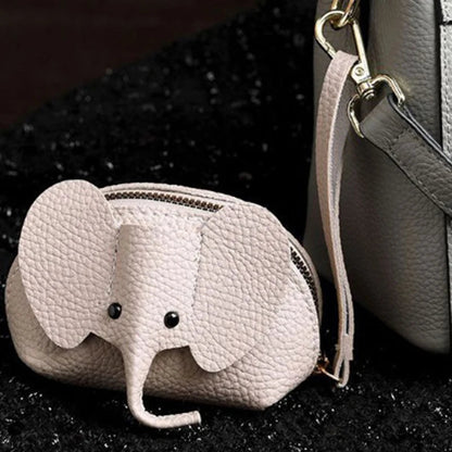 PU Leather Elephant Money Bag Women Coin Purse With Key Ring Multifunctional Zipper Storage Bags Key Case Good Vibrations