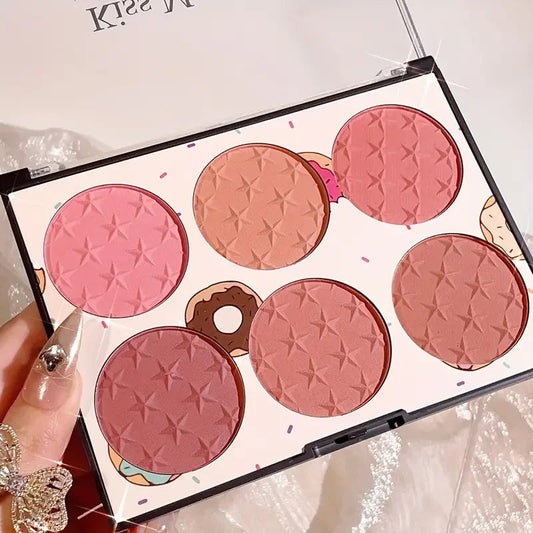 6-color blush palette, matte effect, natural long-lasting, high pigment, daily multi-color makeup set Good Vibrations