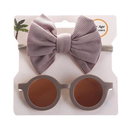 2Pcs/Set Baby Round Sunglasses Children Vintage Sun glasses UV400 Protection Classic Kids Shade Eyewear Summer Hair Accessories Good Vibrations