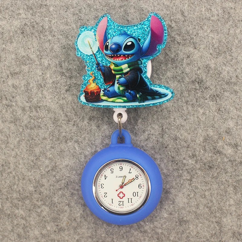 Cute Friends Pig Bear Blue Mouse Style Pocket Watch Retractable And With Clip For Men And Women Good Vibrations