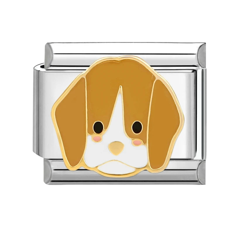 Cartoon Charm Teddy Corgi Shiba Inu Pet Dog Italian Charm Links Fit 9mm Bracelet Stainless Steel DIY Jewelry Making Wholesale Good Vibrations