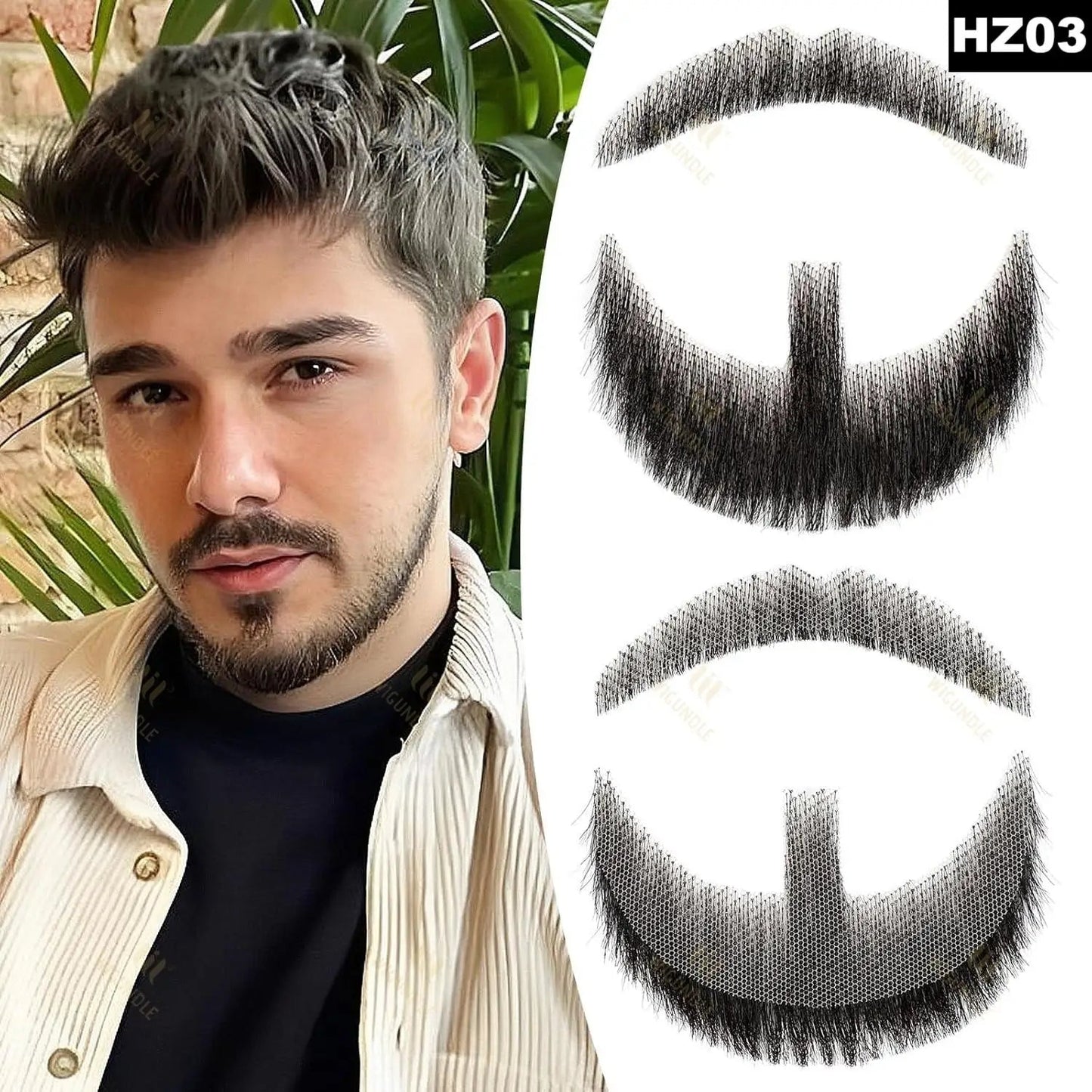 Wigundle Man's Beard Hand Made Real Hair Fake Beard Mustache Fancy Synthetic Invisible for Makeup Fake Hair Cospaly Party Tools Good Vibrations