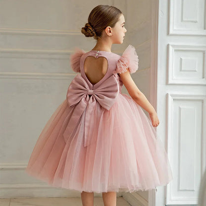 3-8 year Girls Elegant Dress children's costume Big bow backless wedding Formal Gown princess dress birthday Evening Vestidos Good Vibrations
