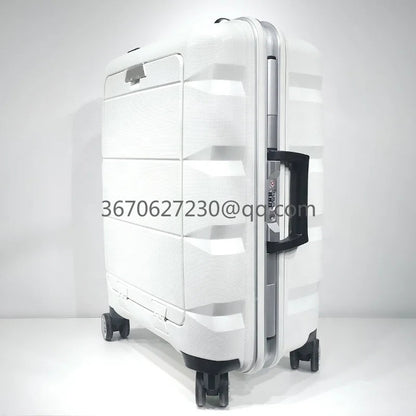 Travel Durable PP Trolley Suitcase Rolling Hard Shell Spinner Luggage Set with Front Opening Laptop Mobile Cup Holder Good Vibrations