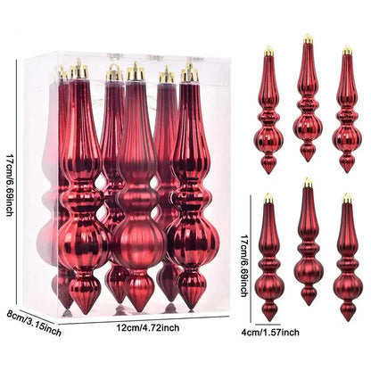Christmas ornaments Finial Decorations 6X Hangable Christmas Finials Indoor Outdoor Decors Holiday Decoration For Mantel Tree Wedding Good Vibrations