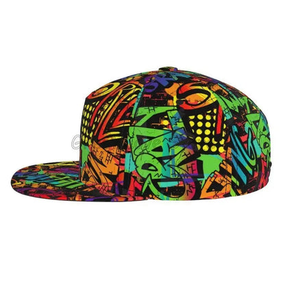 Colorful Graffiti Art Print Baseball Cap Adjustable Snapback Hat for Men Women Unisex Hip Hop Caps Flat Bill Brim Hats Good Vibrations