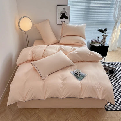 Black Color Bedding Set For Adults Simple Style Double Bed Sheet Sets Single/Queen/king Bed Cover Full Set Plain Bedding 이불세트 Good Vibrations
