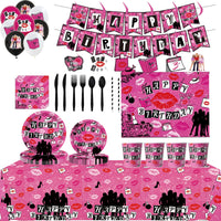 Mean Girls Party Decorations Tableware Paper Cups Plates Napkins Backdrop Tablecloths for girls Birthday Party Supplies Good Vibrations