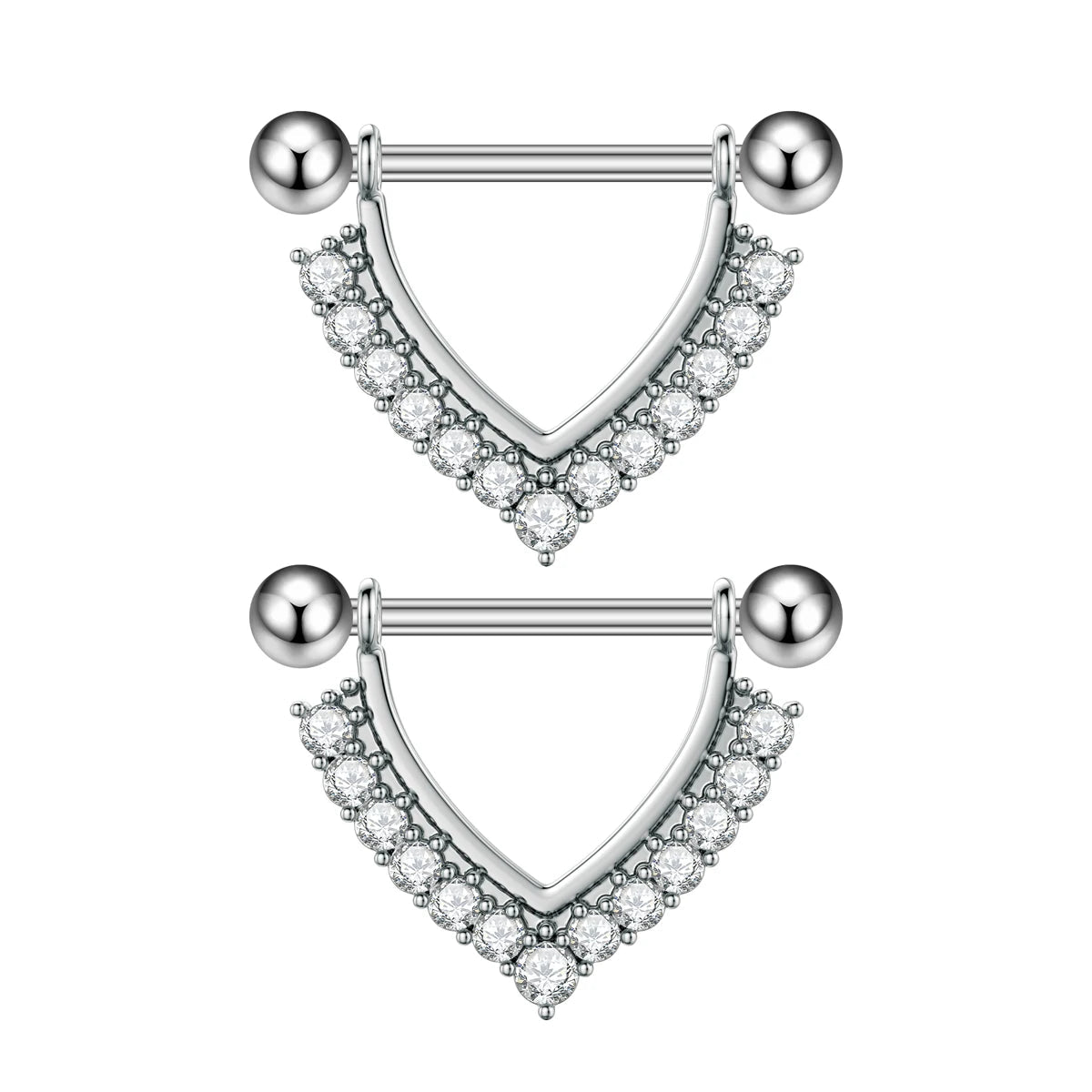 2pcs Both Sides Screwed Shield Barbell Nipple Rings 16mm Length Nipple Piercings Nonbril U-Shaped Dangled Heart Nipple Jewelry Good Vibrations