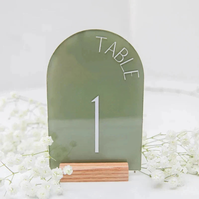 Personalized Painted Back Acrylic Wedding Table Numbers with Base Calligraphy Rustic Arch Numbers for Modern Wedding Table Decor Good Vibrations