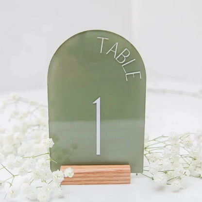 Personalized Painted Back Acrylic Wedding Table Numbers with Base Calligraphy Rustic Arch Numbers for Modern Wedding Table Decor Good Vibrations