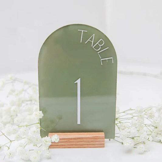 Personalized Painted Back Acrylic Wedding Table Numbers with Base Calligraphy Rustic Arch Numbers for Modern Wedding Table Decor Good Vibrations
