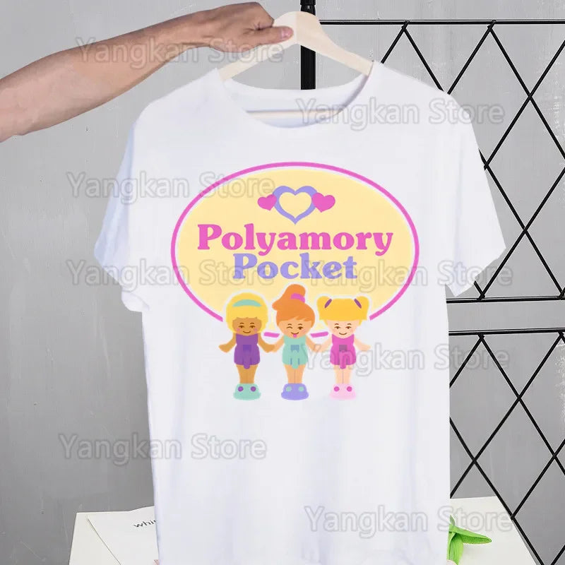 Polly Pocket Print T-Shirt Casual Crew Neck Short Sleeve T-Shirt Women's Clothing Good Vibrations