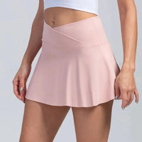 Women Pleated Tennis Skirt With Pockets Shorts Athletic Skirts Crossover Breathable Athletic Golf Skorts Workout Sports Skirts Good Vibrations