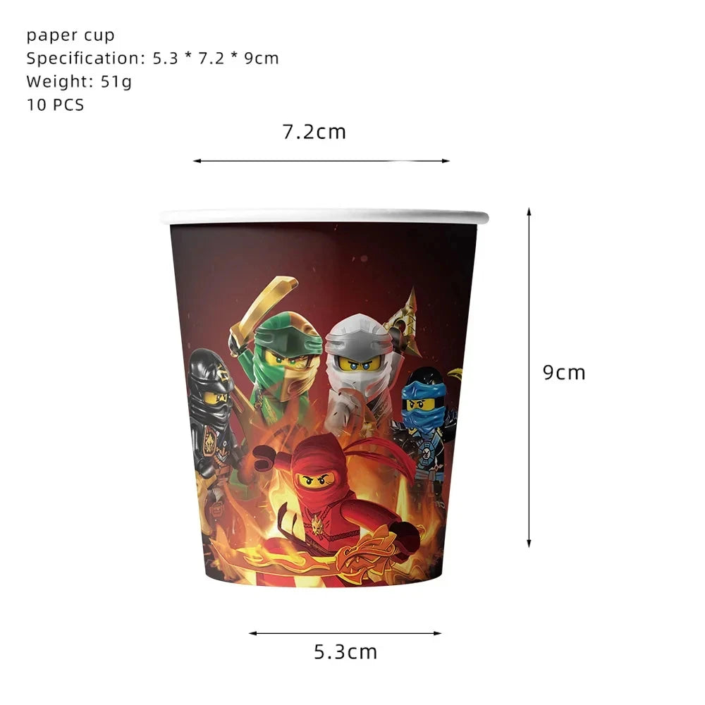 Ninja Them Birthday Party Decorations Kids Disposable Tableware Popcorn Paper Plates Balloons Cup For Boys Baby Shower Supplies Good Vibrations