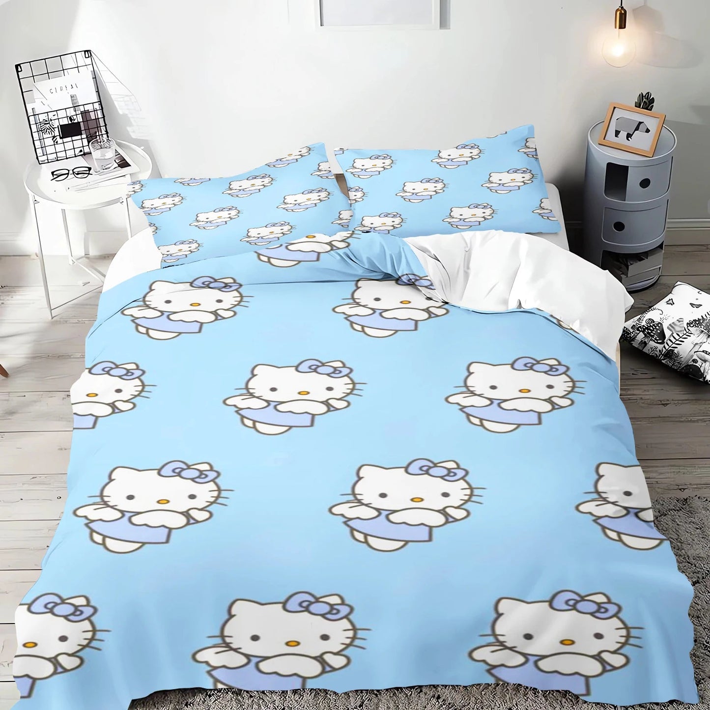 Hello Kitty Duvet Cover Set Bedding Comforter Sets King Size 3D Children'S Bedding Set Good Vibrations