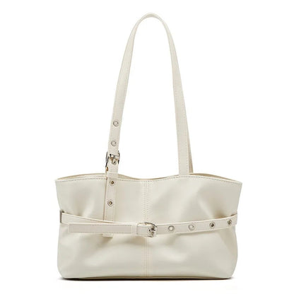 Women Shoulder Bag, Lazy Style New Versatile Large Capacity Fashion Single Shoulder Bag with Belt Decor for Commuter Good Vibrations