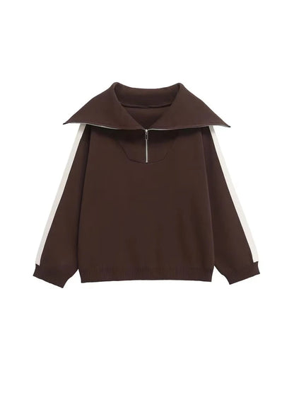 Women's Fashion Two-Piece Set with Side-Stripped Knit Sweater And High-Elastic Waist Straight Pants Female Casual Outfit Good Vibrations