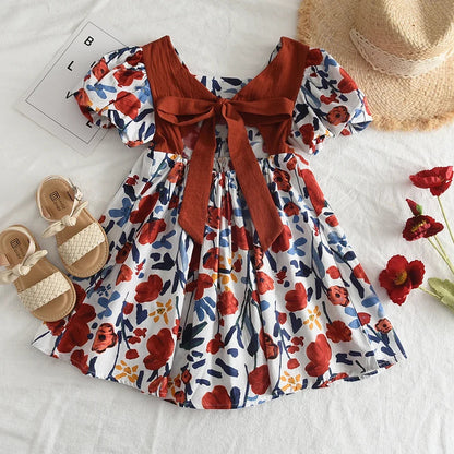 Bear Leader Rose Pink Plaid Bow Dress Elegant Lolita Child Big Girls Midi Dress Children Dresses Teens Party Princess Sundress Good Vibrations