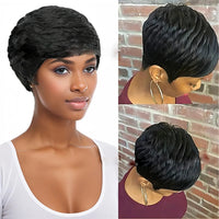 Synthetic Short Pixie Cut Wigs For Women Pixie Cut Short Wavy Layered Wigs Black Wavy Wigs Short Wigs Pixie Cut Wigs For Women Good Vibrations