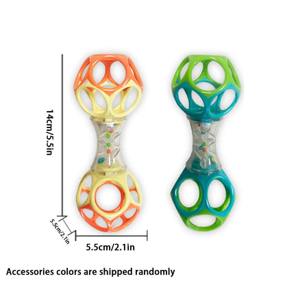 Baby Teether Rattle & Shake Barbell Toy, Ages 3 Months and Up(Random Color） Good Vibrations