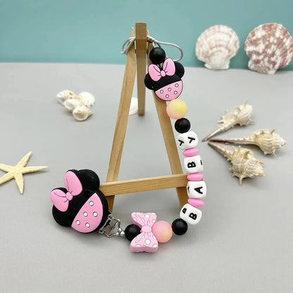 Customized Letters Name Baby Cartoon Silicone Luminous Beads Pendant Pacifier Clips Chains Holder Teether Baby Kawaii Toy Gifts Good Vibrations