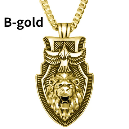 Fashion Men's Wolfhead Necklace Stainless Steel Triangle Pendant Hip Hop Necklaces for Men Punk Animal Jewelry Anniversary Gift Good Vibrations