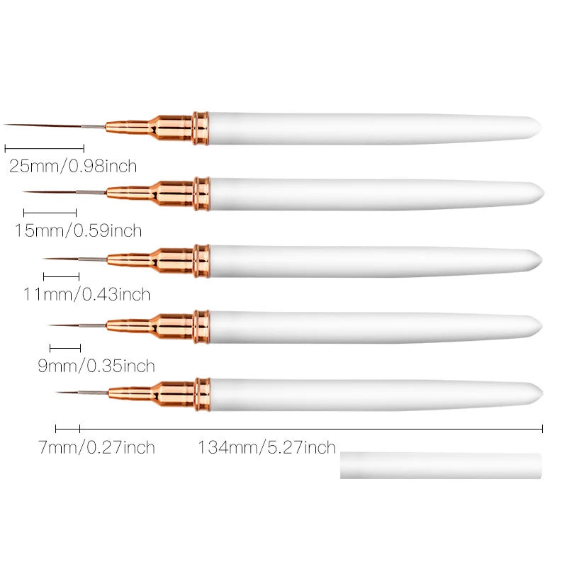 5pcs Nail Art Liner Brush Set UV Gel Nail Brushes Kits French Stripe Line Painting Drawing Flower Pen Professional Manicure Tool Good Vibrations