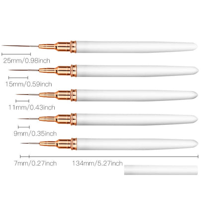 5pcs Nail Art Liner Brush Set UV Gel Nail Brushes Kits French Stripe Line Painting Drawing Flower Pen Professional Manicure Tool Good Vibrations