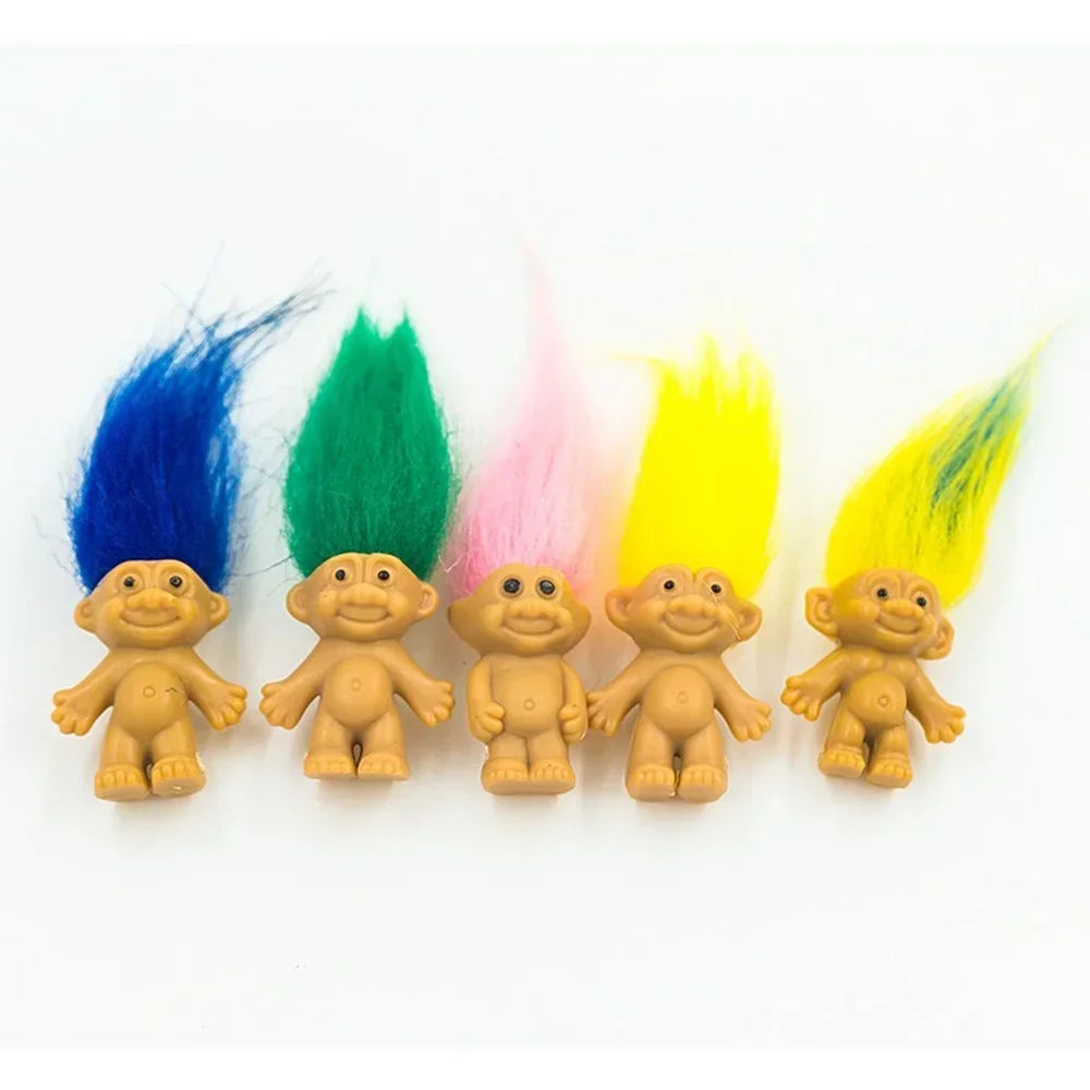 10Pcs/Bag Mini Trolls Dolls Anime Action Figure Colorful Hair Family Members Model Collection Kids Toys for Children's Gift 2025 Good Vibrations