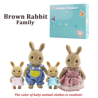 Box Packing Forest Family Reindeer Bunny Panda Animal Simulation Dollhouse Playset Play House Toy Accessories Xmas Gift for kids Good Vibrations
