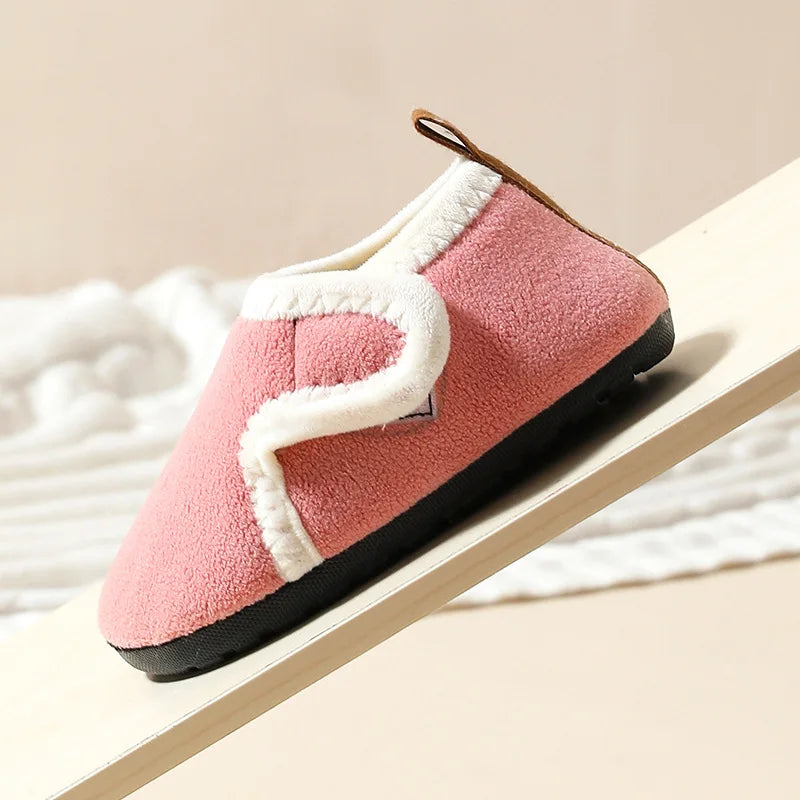 Autumn Winter Indoor Kids Shoes Anti Slip Soft Sole Children Floor Shoes Boys Girls Plush Warm Cotton Slipper Solid Home Shoes Good Vibrations